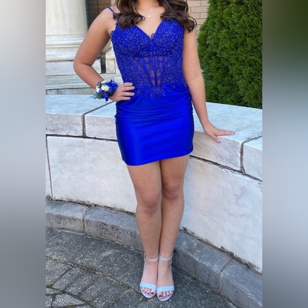 Stella Couture Homecoming dress size 6 Corset top Royal blue Excellent condition